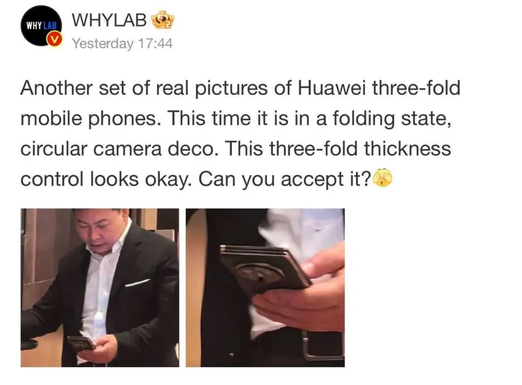 Aldrig set før: Huawei spottet med en trefoldbar telefon