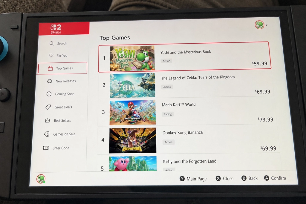 Yoshi vælter Pokémon af tronen på Switch 2: Et spil der ikke er ude endnu, ligger nummer ét
