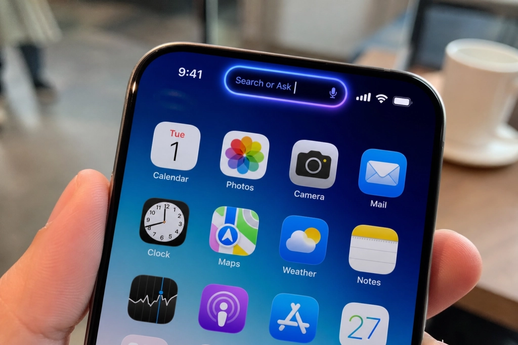 iOS 27-læk: Siri flytter ind i Dynamic Island med søgefelt og glødende markør