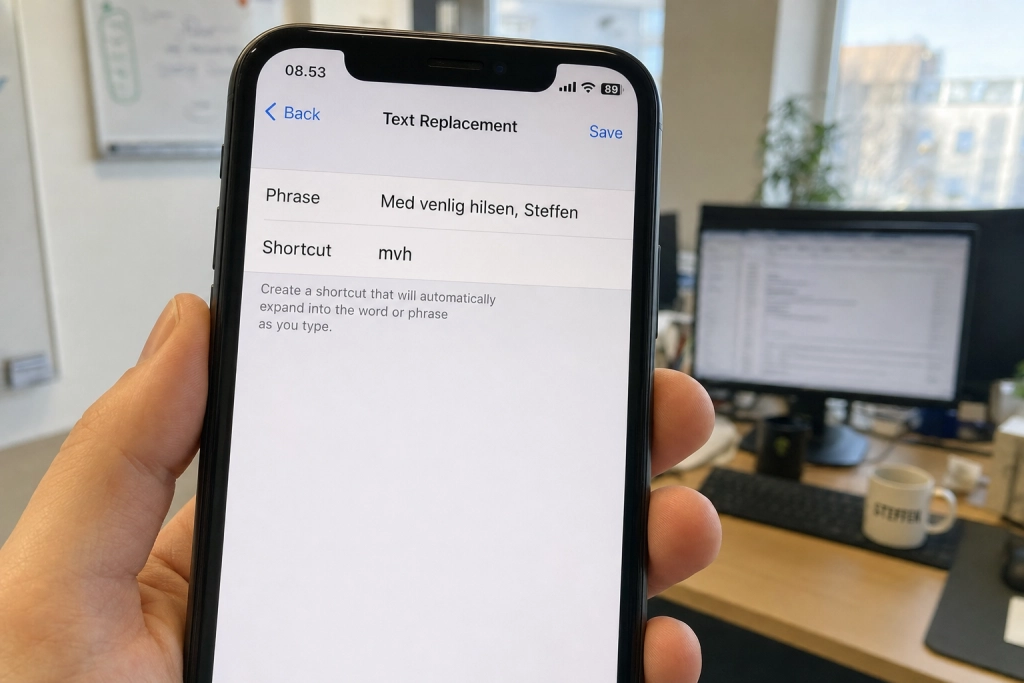 Tekstgenveje på iPhone: Skriv 'mvh' og få hele din signatur - tricket de fleste ignorerer