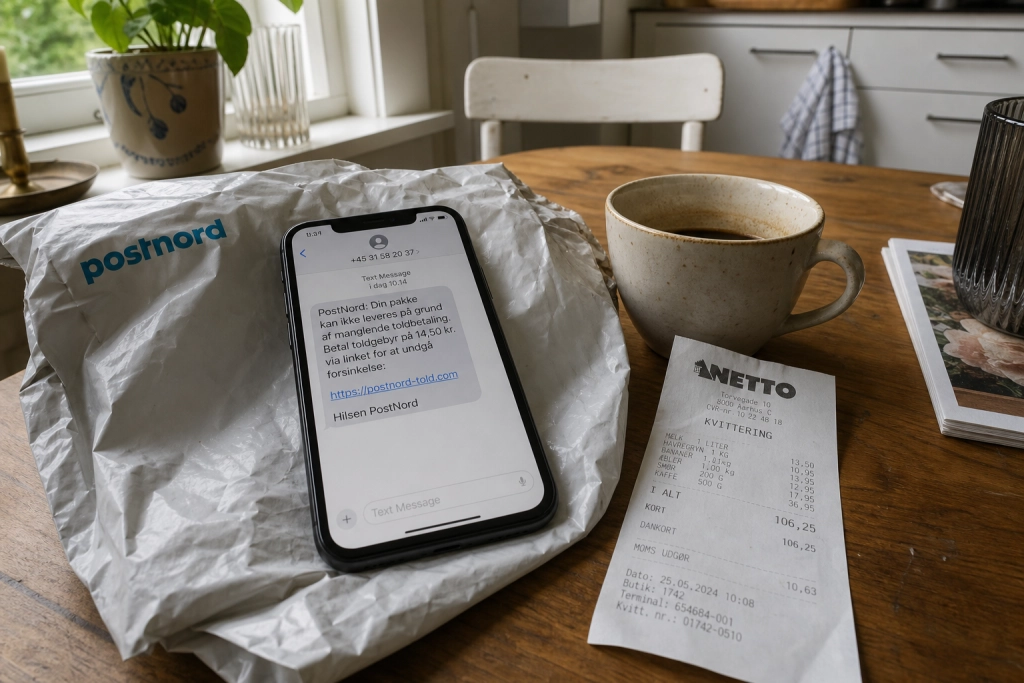 Falske toldgebyr-SMS rammer danskerne: PostNord, MitID og Skat misbruges af svindlere