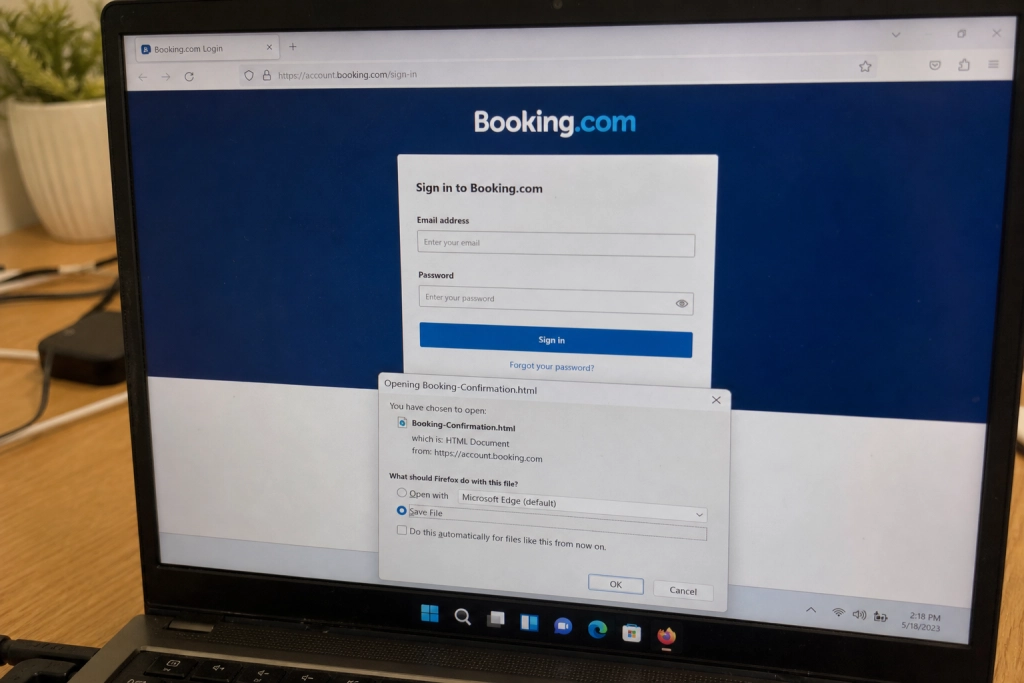 Microsoft advarer: Falsk Booking.com-mail på dansk leverer malware via Calendly midt i ferieboomet