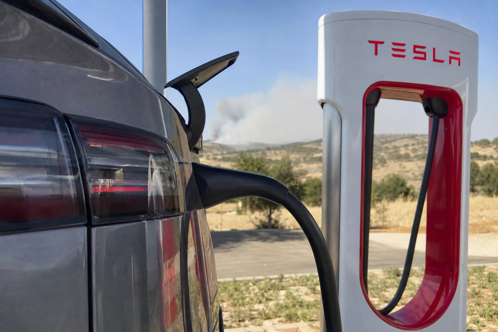 Gigantbrand jager 220.000 fra hjemmene: Tesla åbner ni Supercharger-stationer gratis for alle elbiler