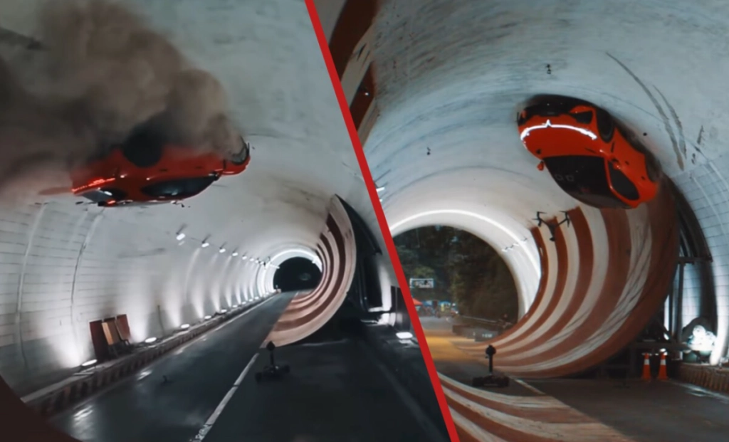 Voyah kørte 130 km/t på hovedet gennem tunnel: Uklippet video skal aflive AI-mistanken