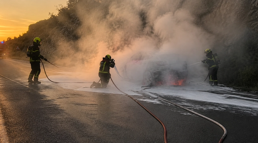 Elbil brød i brand under kørsel: Brandvæsnet kæmpede i 12 timer