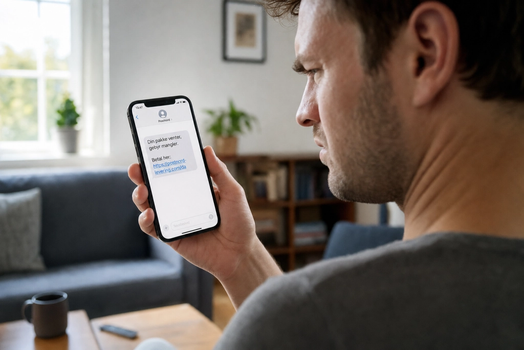 Fik du en SMS om en pakke der venter: Fem tegn på at det er svindlere der vil tømme din konto