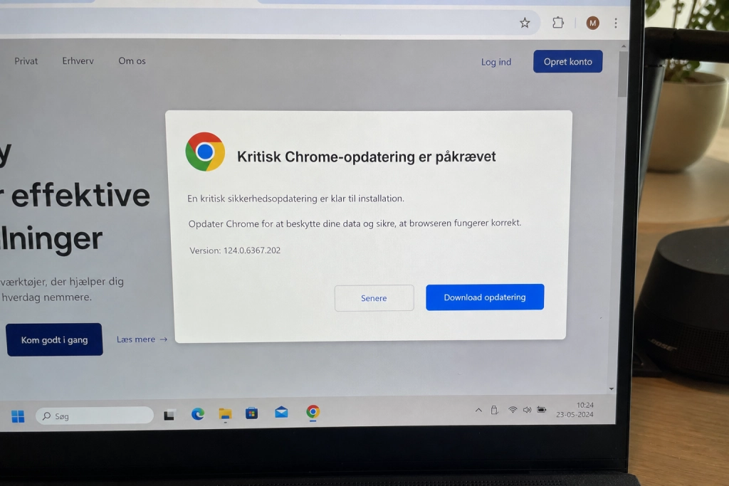 Beder browseren dig opdatere Chrome: Tryk aldrig, det kan være svindlernes vej ind